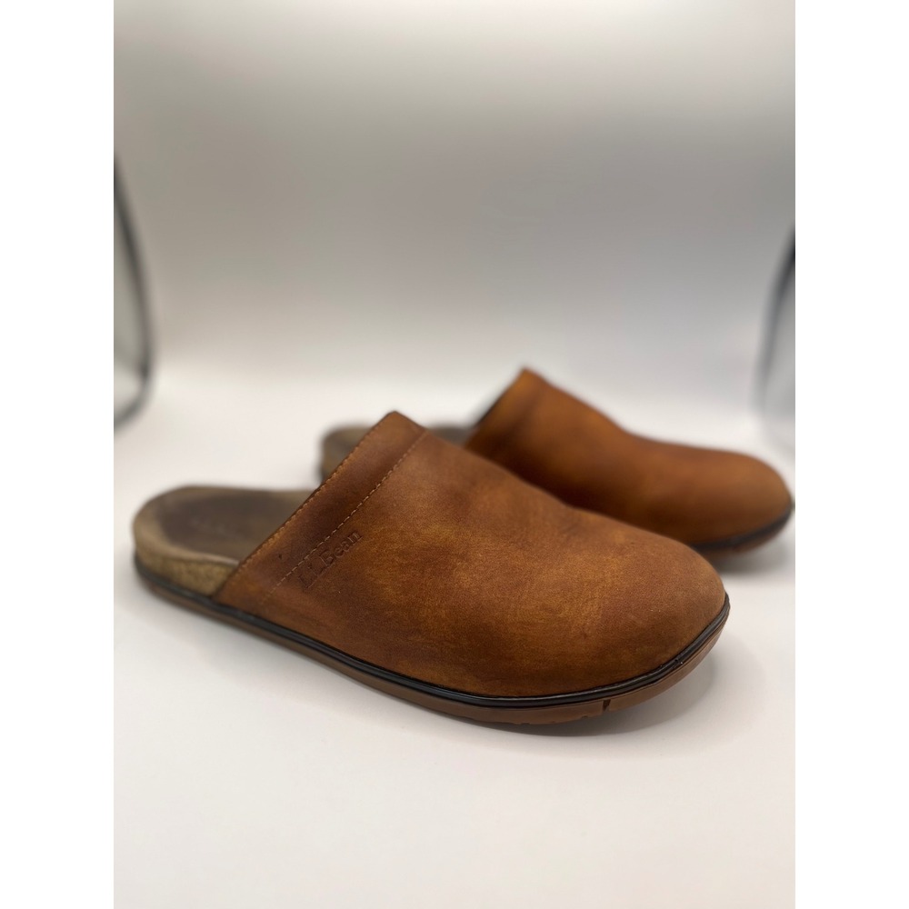 LL Bean Womens Leather Go Anywhere Clogs Brown Slip On Mules Size 9 Medium